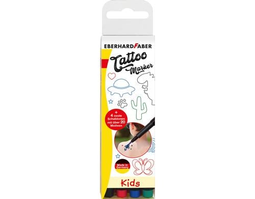 Eberhard F. Tattoo Marker Set Kids im Blister, 4 Stück