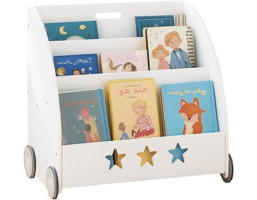 relaxdays Bücherregal für Kinder fahrbar Masse B x H x T: ca. 57 x 62 x 42 cm