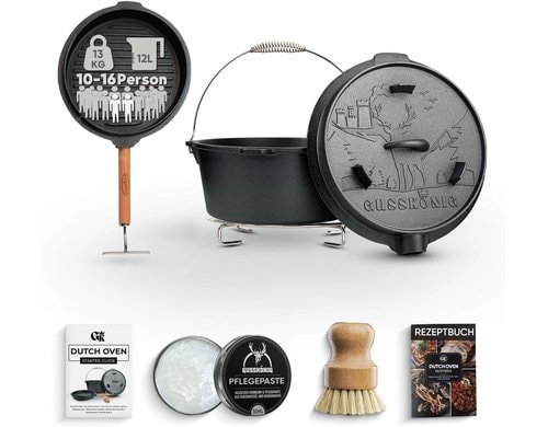 Dutch Oven Set 12L mit 2in1 Deckelheber