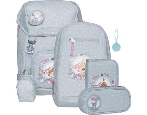 Beckmann Schulrucksack Classic Set Forest Deer Dusty Mint, 6-teilig