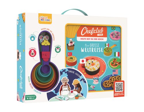 Chefclub Rezeptbuch Die grosse Weltreise Set Rezeptbuch,Messbecher,Poster,Sticker