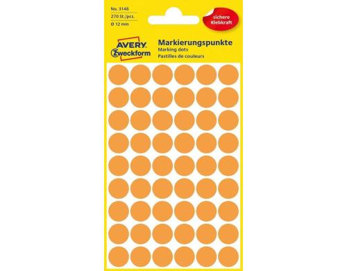 Avery Zweckform Markierungspunkte l-orange Durchmesser 12mm, 5 Bogen/270 Etiketten