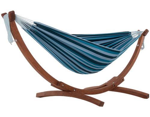 Vivere Hängematte Double Cotten Hammock Blue Lagoon, mit Holzgestell