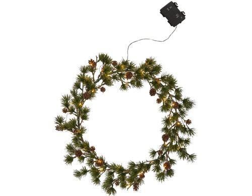 Star Trading Kranz Larix IP44, Warmweiss, Grün