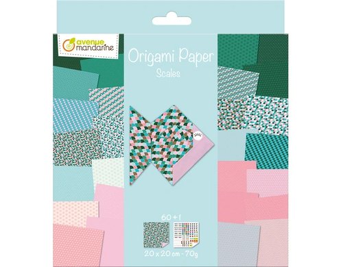 Avenue Mandarine Papier Origami Scales 70g/m2, 60 Blatt, 20 x 20 cm, assortiert