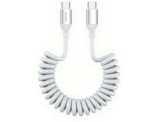 4smarts USB2.0 Spiralkabel C-C,12-50cm,100W weiss
