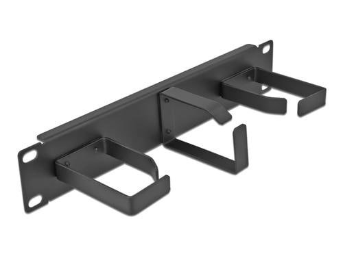 Delock 10 Kabelmanagement Rangierpanel Mit 3 Metall Bügeln, 1 HE, schwarz