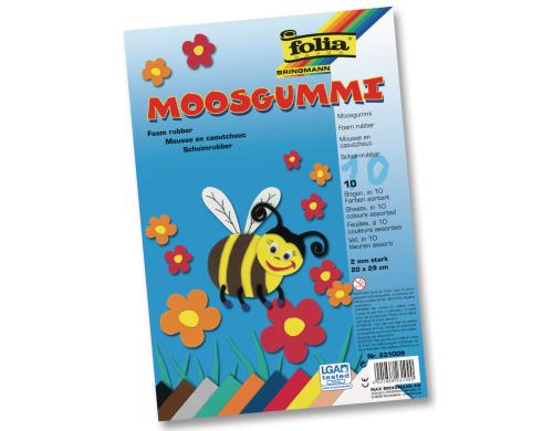 Folia Moosgummi-Set 10 Farben 10 Bogen à 20x29cm, 10 Farben