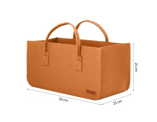 Lumaland Kaminholztasche Eckig 50x25x25cm braun Rost-Optik mit Tragegriff
