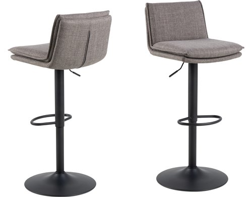 AC Design Barstuhl Flynn 2 Stück Stahl/Polyurethan, Light Grey/Brown
