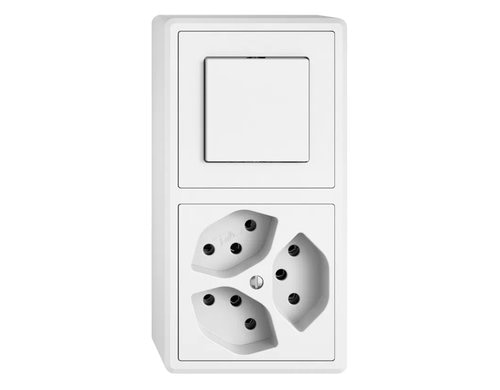 Feller EDIZIOliv Komb 3xT13-1xS3, AP, weiss Komplettset mit Steckklemmen Snapfix