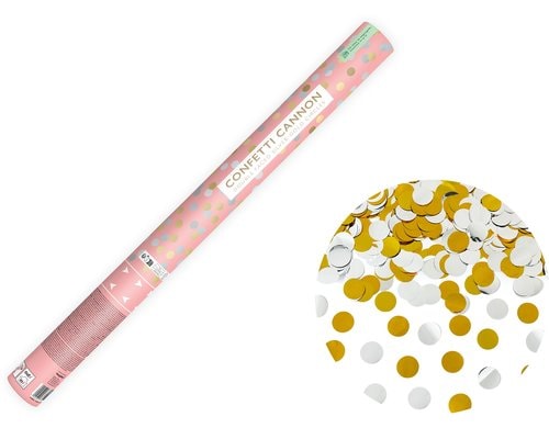 Partydeco Konfettikanone Kreise gold/silber, 60 cm