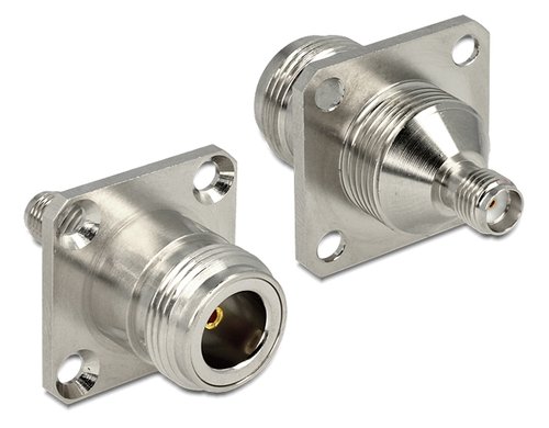 Delock Adapter N Bu > SMA Bu zum Einbau 50 Ohm Messing vernickelt, zum Einbau