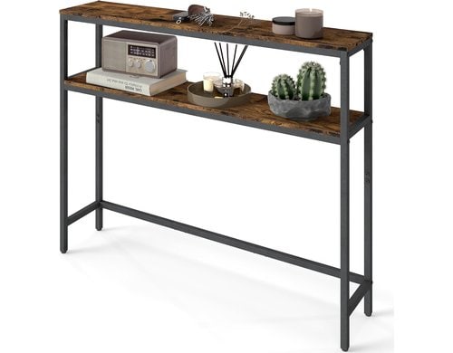 Vasagle Konsolentisch Schwarz-Braun 100x20x80.5 cm (LxBxH), Spanplatte, Stahl