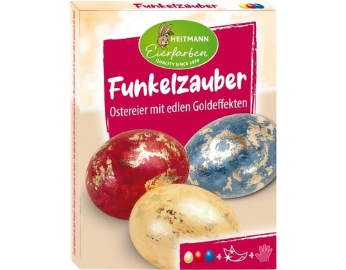 B&H Eiermalfarben Funkelzauber 3 Eierfarben, Goldfolie, Handschuhe