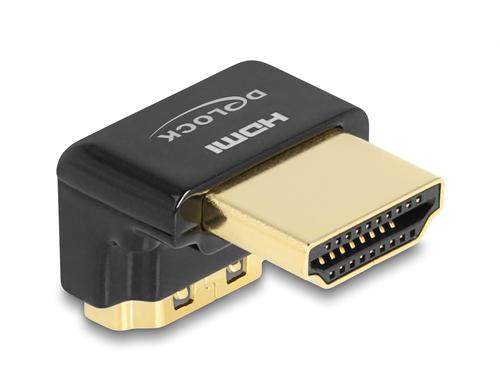 Delock HDMI Adapter Stecker zu Buchse 90 grad unten gewinkelt, 8K 60Hz, Metall