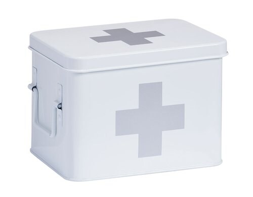 Zeller Present Medikamentenbox Metall, 21.5x16x16 cm, Weiss