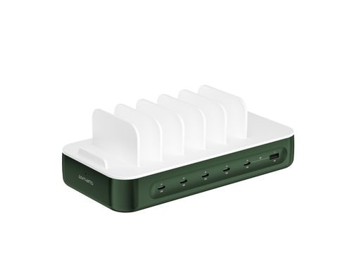 4SMARTS Ladestation Team, Grün 100W, 5x USB-C, 1x USB-A, 6 Kabel
