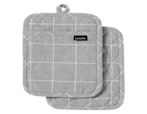 LADELLE Topflappen Eco Check grey 21x21 cm 2 Stk.
