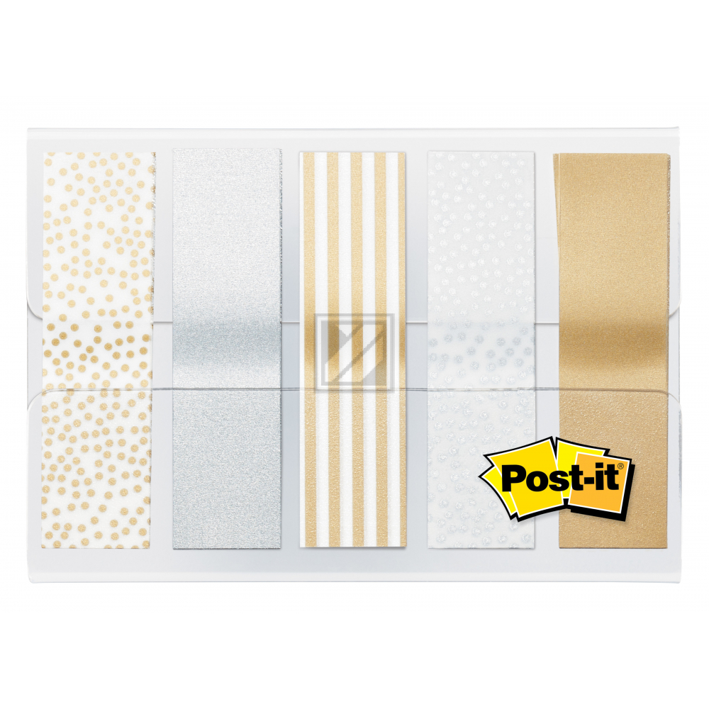 3M Post-it Index Metallic 11,9 x 43,2 mm Gold und Silber, 5x20 Streifen