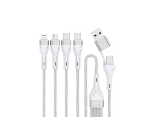 4smarts USB-C/A Multikabel 4 in 2 Ladekabel 1.2m, weiss