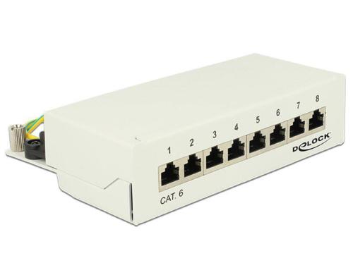 8-Port Desktop Patchpanel Cat.6, geschirmt grau, 8x RJ-45,  LSA