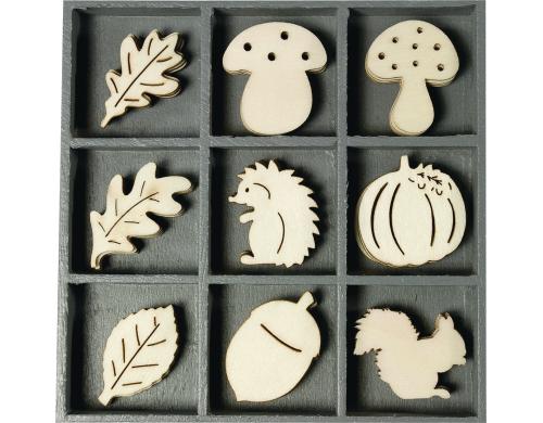 Heyda Holzornamente Herbst 45 Stück, Grösse 10.5x10.5cm