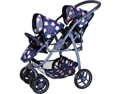 Zwillingspuppenwagen Milo star blue pink