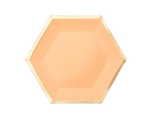 Rico Design Pappteller Sechseck 16X13,5CM apricot/gold, 10 Stück, 275 g/m²