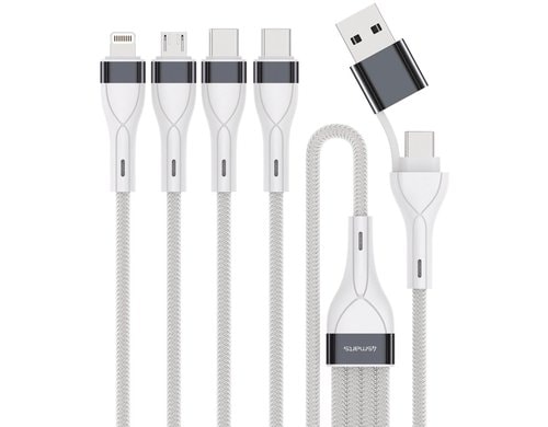 4smarts USB-C/A Multikabel 4 in 2 Ladekabel 0.25m, weiss