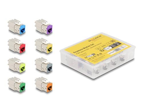 Delock Keystone Modul RJ45 Buchse zu LSA Cat.6A, werkzeug, farbig, 8 Stück
