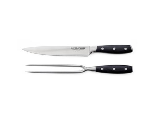Outdoorchef Tranchierbesteck Premium Rostfreier Edelstahl, Pakka-Holz