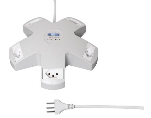 STEFFEN Steckerleiste STEBA VARIABL, 5xT13 2xUSB, 3m Kabel, weiss