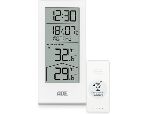 ADE Wetterstation mit Funk-Aussensensor weiss