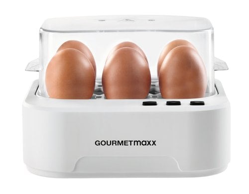 GOURMETmaxx Eierkocher sprechend 400W weiß 6 Eier, 3 Härtegrade,