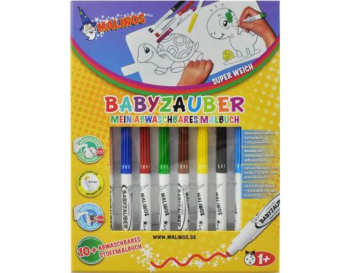 Malinos Filzstifte Babyzauber mit Malbuch 10 Stifte, für Kinder ab 1 Jahr