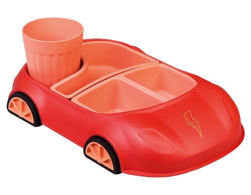 bioloco Kindergeschirr-car red lightning Set, Teller, Schalen, Becher