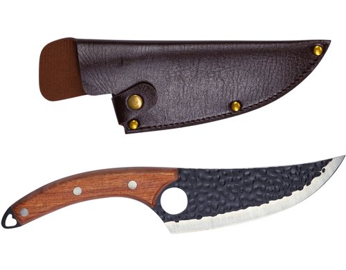 BBQ-Messer S mit Holzgriff inkl. Leder-Etui, 28cm