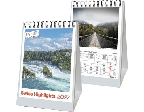 Biella Pultkal. 2027  Swiss Highlights 14.8 x 10.5 cm, 1 Monat pro Seite