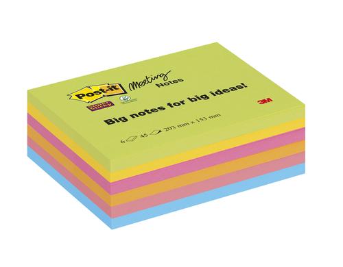 3M Post-it Super Sticky Big Notes 203 mm x 153 mm, 6 Blöcke à 45 Blatt