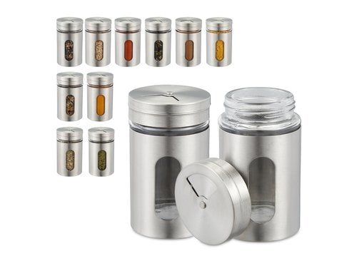 relaxdays Gewürzstreuer 12 Stück Silber