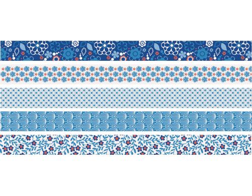 Heyda Washi Tape Blumen mini blau 1 Dispenser mit 5 Rollen