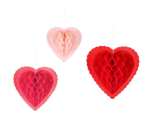 Partydeco Herzen rosa-rot, 20-30 cm, 3 Stück