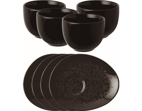 AK Espresso Set Eclipse Night 100ml 8tlg. 4 Becher/Unterteller, schwarz, Porzellan