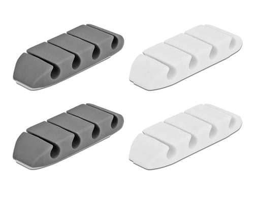 Delock Kabelhalter trapezförmig 4 Stück mit 4 Durchführungen, für Kabel bis 6mm