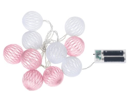 COCON Baumwollgarn Lichterkette rosa/weiss indoor, mit Timer