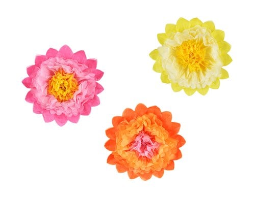 Partydeco Seidenpapier Blumen farbig, 35 cm, 3 Stk
