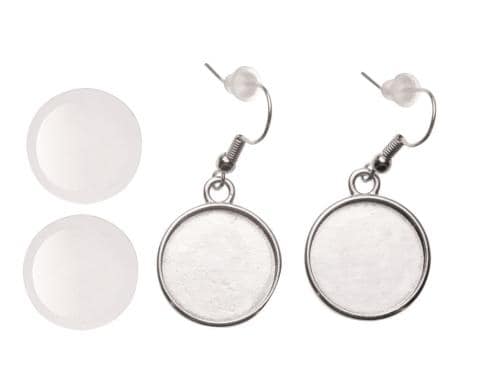 Glorex Ohrringe Cabochon rund, 18 mm, 2 Stück