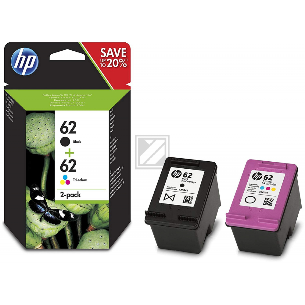 HP Valuepack Nr. 62 - B + CMY +  (N9J71AE) Tintenvolumen 1x 4.0+ 1x 4.5ml