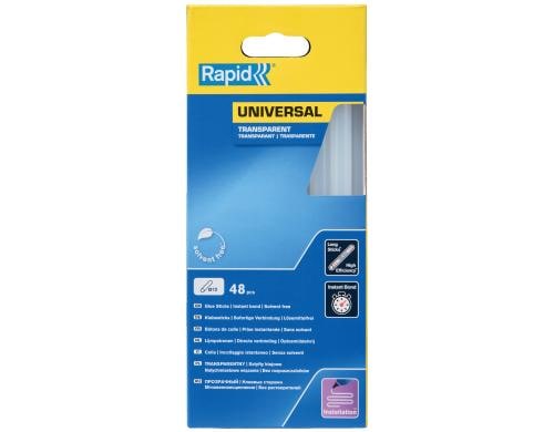 Rapid Klebesticks Ø12 x L190 mm, universal transparent, Box 48 Stk.